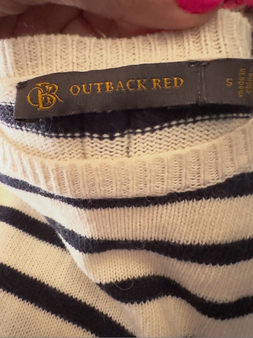 Vintage Outback Red Cream and Navy Striped Knit Top - Picture 2 of 4